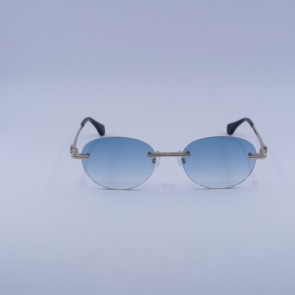 Palm Angels PERI10H CRYSTAL 7644 Sunglasses Gold Oval Frame, Blue Lenses - Picture 4 of 10